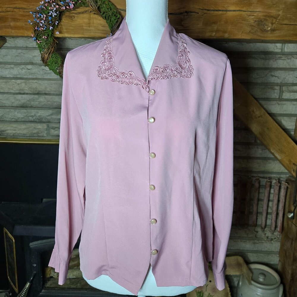 Modern Essentials Petite Women's Blouse Size 10P Button Down Long Sleeve (NWT)